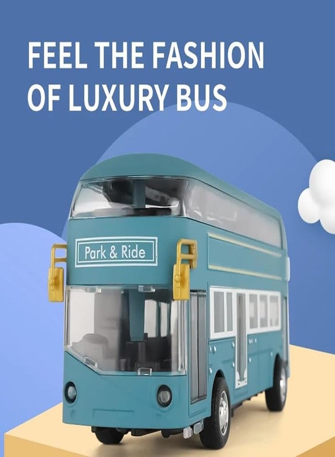 AHBHT New Diecast Toy Metal Diecast Toy Metal Double Decker London Bus Light Music Open Door Collection Bus Toys for Kids Boys (Blue) - Image 4